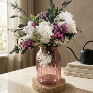 Arreglo Floral "Amanecer Silvestre" en Cristal Rosado